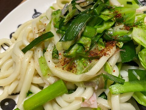 キャベツとニラの焼うどん